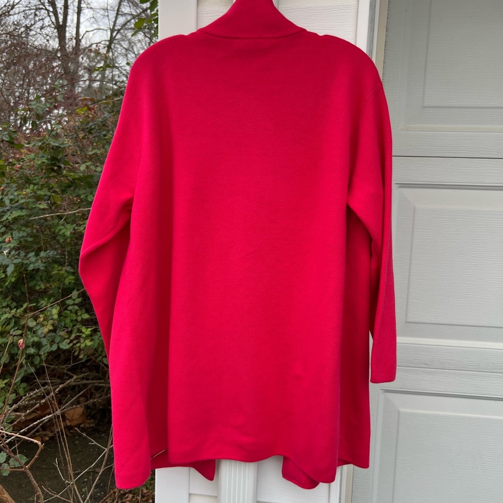 NWT Talbots Gorgeous Raspberry Pink Open Long Cardigan With Pockets - Picture 4 of 6